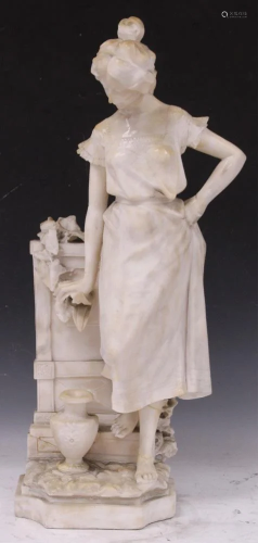 ADOLFO CIPRIANI ALABASTER CARVED WOMAN @ FOUNTAIN
