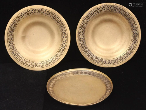 TIFFANY STUDIOS DORE BRONZE PLATES, LOT OF (3)