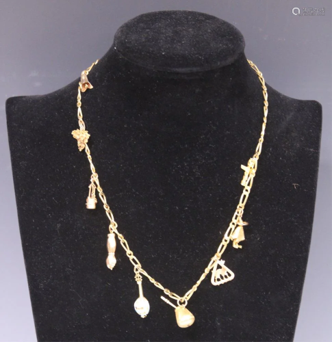 CHARMS 18KT, 14KT, 10K & PLATED W/ PLATED NECKLACE