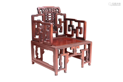 CHINESE VINTAGE CARVED ARM CHAIR