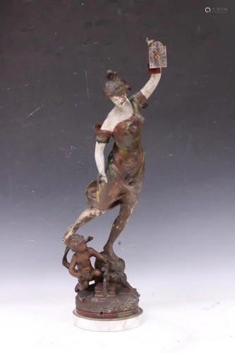 ART NOUVEAU SPELTER FIGURAL STATUE