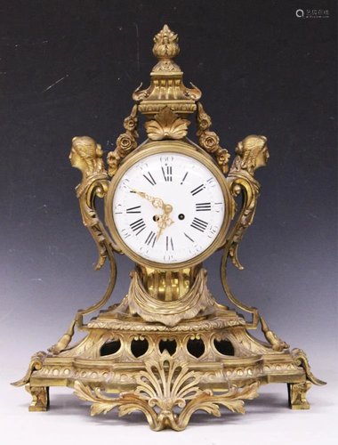 FRENCH BRONZE ROCOCO STYLE VINTAGE CLOCK