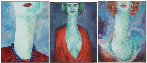 W. Landsman, ca. 1990, Een collection of three paintings with various subjectmatter.