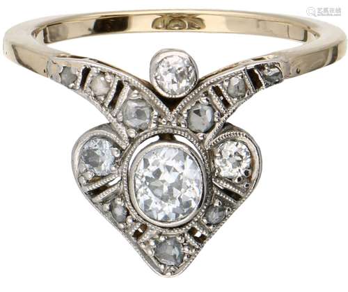 Yellow gold Art Deco ring, with approx. 0.37 ct. diamond - BLA 10 ct.