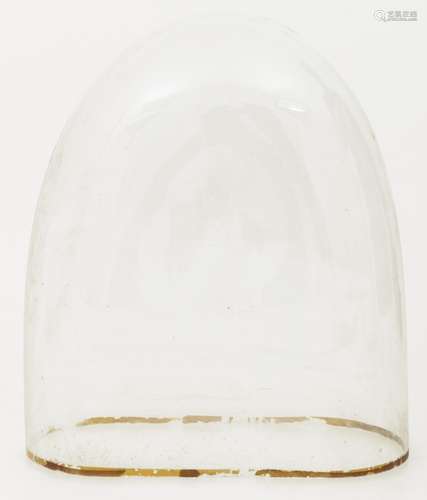 A large oval glass bell jar.