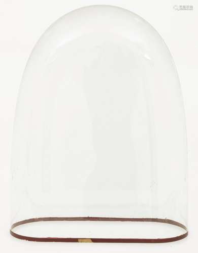 A tall large oval glass bell jar.