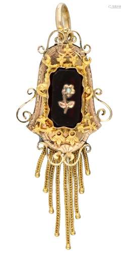 Yellow gold antique pendant with tassel - 14 ct.