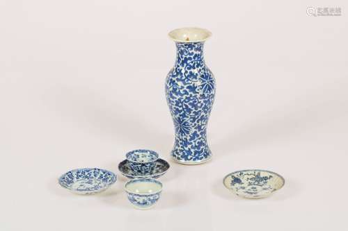 A lot of various Chinese porcelain, including a baluster vase and cups and saucers, China, 18th and