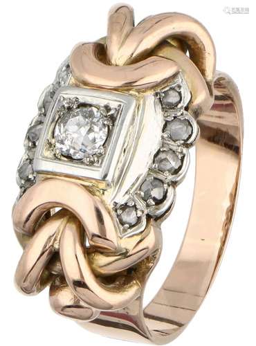 Rose gold tank ring, with approx. 0.25 ct. diamond - 18 ct.