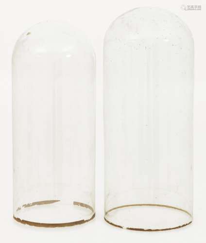 Two various large tall glass bell jars