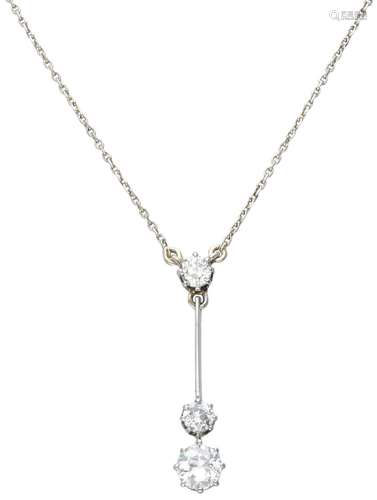 White gold necklace with pendant set with approx. 0.56 ct. diamond - 14 ct.