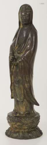 A bronze sculpture representing Guanyin. China, late 20th century.