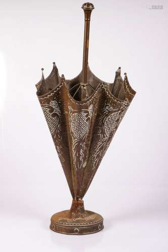 A pressed Latin copper umbrella stand, 1930's.