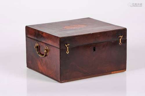 A mahogany veneered miniature document chest, France, early 19th century.