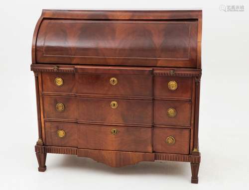 A mahogany Louis XVI-style rol-top desk, France, late 19th century.