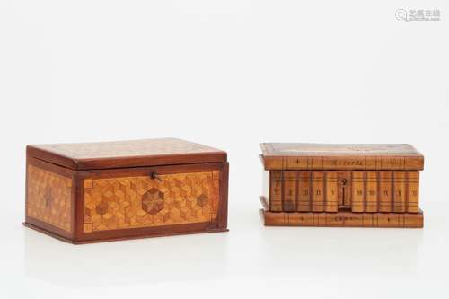 A lot with (2) wood miniature storage chests, ca. 1900 and later.