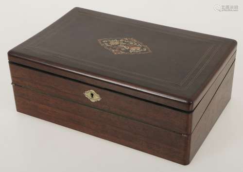 A mahogany veneered writing box, Belgium, 1st half of the 20th century and later.