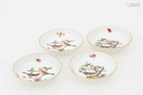 With floral decor, mocha A set of (4) porcelain tea cups, Herend, Hungary, late 20th century...