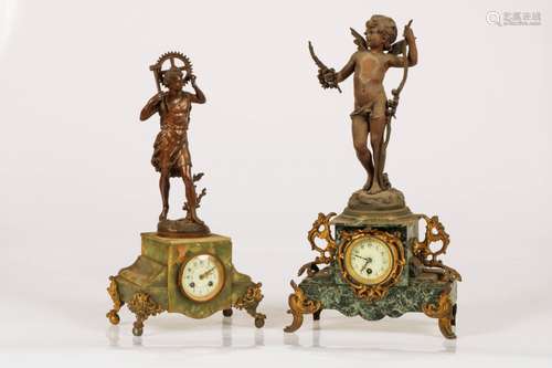 A lot with (2) chimney clocks, France, late 19th century.