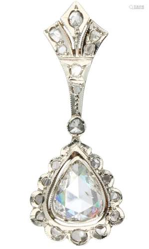 Yellow gold Art Deco pendant, with 20 rose cut diamonds - 14 ct.