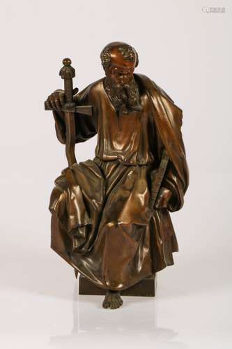 A bronze statue of the Apostle Paul, France, 19th century.