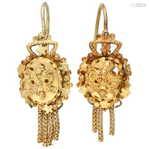 Yellow gold earrings with coat of arms - 14 ct.