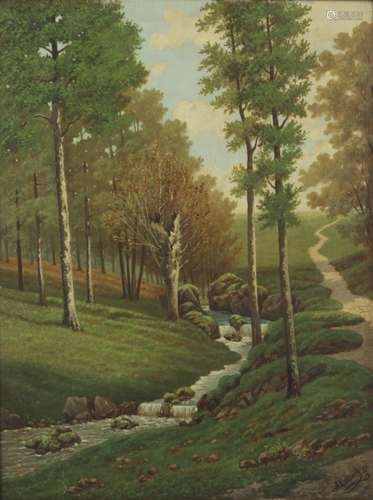 J. Kollisch, 1st quarter 20th Century, A torrent in a hilly landscape.