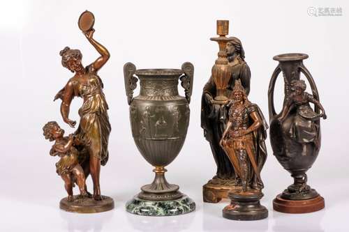 A lot with various sculptures and veases, France, 19th century.