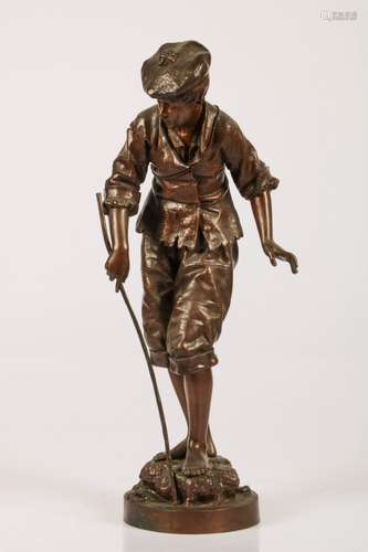 A bronze statue of a crab fisher, France, 19th/ 20th century.