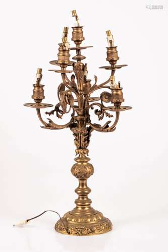 A bronze 7-light candelabre, France, late 19th/ 20th century.