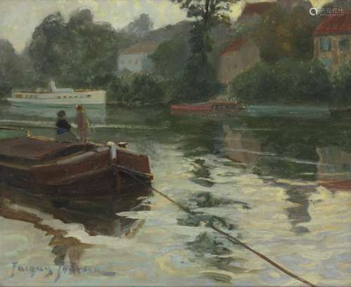 Jean-Jacques Raoul Jourdan (Parijs, 1880-1916), Barges on the river Seine.