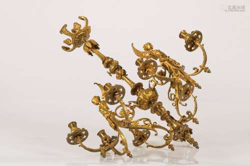 A gold painted pendant chandelier, France, ca. 1900.