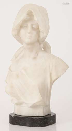 Richard Henry Park (1832-1890), A marble bust, depicting a woman with closed eyes.