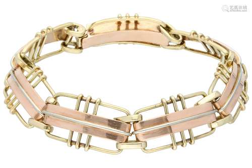 Tricolor gold open worked vintage bracelet - 14 ct.