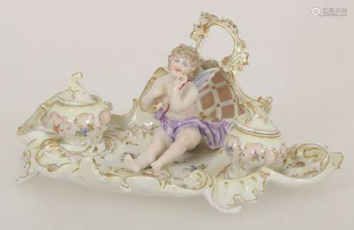 A porcelain inkwell with cupid. Germany, 1st half of the 20th century.