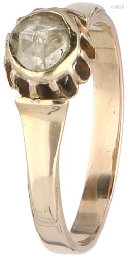 Yellow gold solitair ring, with a rose cut diamond - BLA 10 ct.