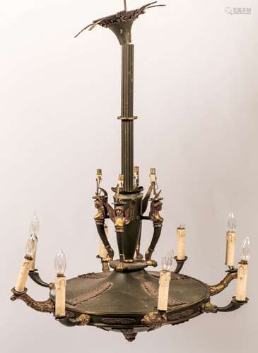 A Zamak Empire-style chandelier, France, 20th century.