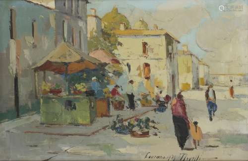 Italian School, 20th Century, A mediterranian street scene.