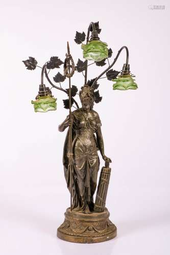 A Zamak sculpture with classical personification of Justice, France, 20th century.