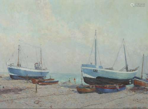 Henri Frans Hubert 'Harry' Maas (Nederweert 1906 - 1982 Eindhoven), Ketches on the beach Hastings.