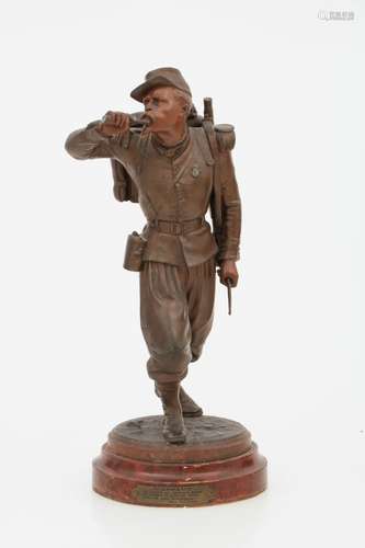 A Zamac sculpture of an infanterist/ footsoldier, France, late 19th century.