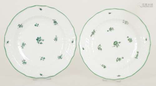 A set of (2) porcelain plates decorated with flowers. Meissen, early 20th century.