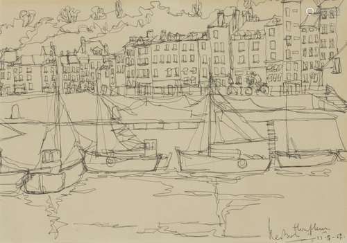 Kees Bol (Oegstgeest 1916 - 2009 Heusden), 'Haven te Honfleur'- Harbour in Honfleur