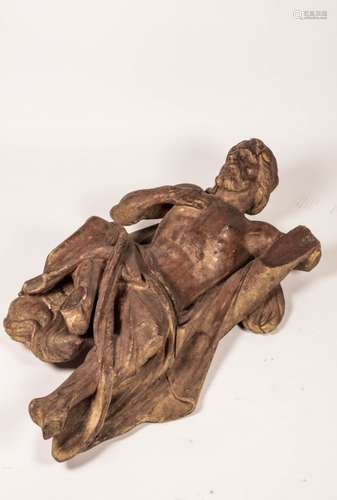 A carved wood sculpture of Saint John the Baptist, France, 19th/ 20th century.