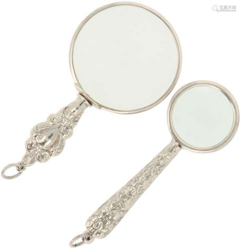 (2) Piece lot with magnifying glasses, silver.