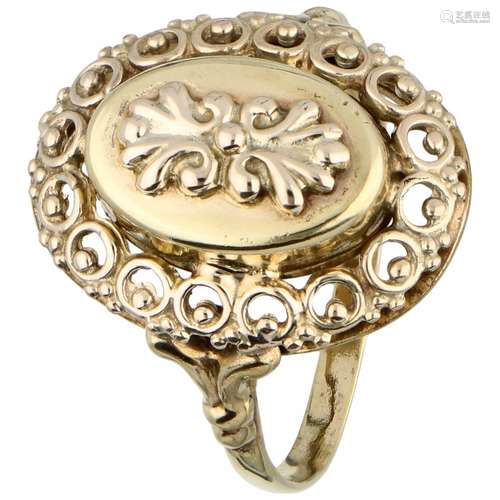 Yellow gold oval open worked ring - BLA 10 ct.