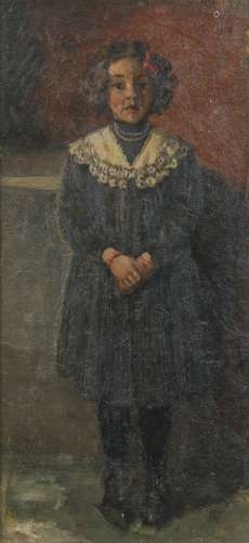 Ids Wiersma (Brantgum (Dongeradeel) 1878 - 1965 Tytsjerksteradiel), Portrait of a young girl, standi