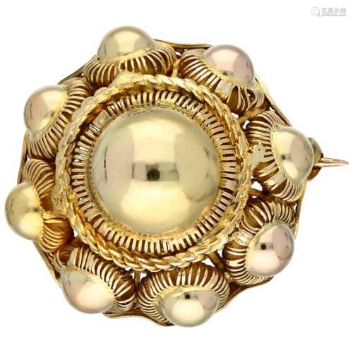 Yellow gold open worked Zeeland knot brooch - 14 ct.