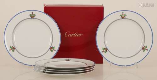 A set of (6) porcelain dinner plates with La Maison Venitienne decor. Limoges for Cartier.