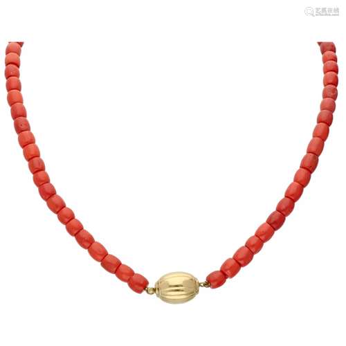 Red coral necklace with a yellow gold closure - 14 ct.